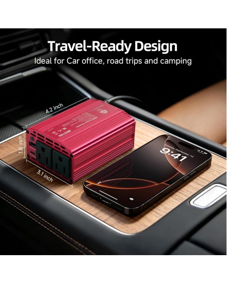 Bestek 400W Car Power Inverter for Vehicles – DC 12v to AC 110v Car Plug Adapter Outlet with PD 30W USB-C &USB-A 3.0 Fast Charging